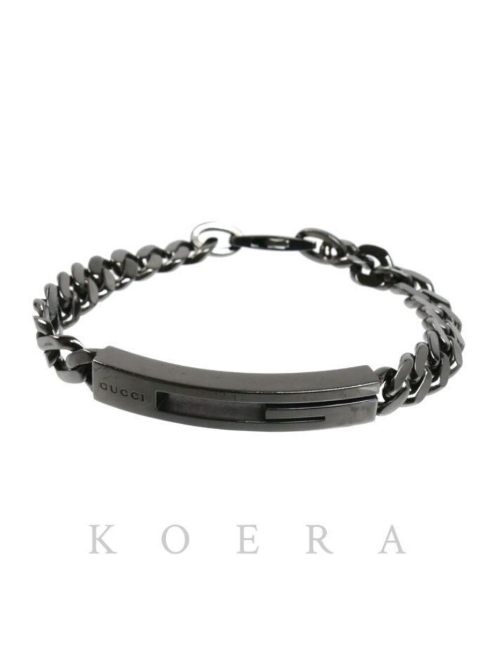 Gucci 925 Sterling Silver Cutout G Black Coating Bracelet 18